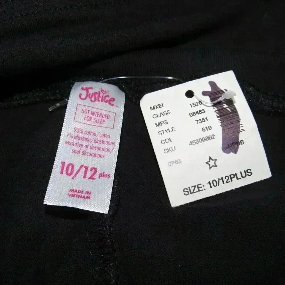 NWT JUSTICE Crop Black Pull-On Pants Kids Size 10/12 Plus